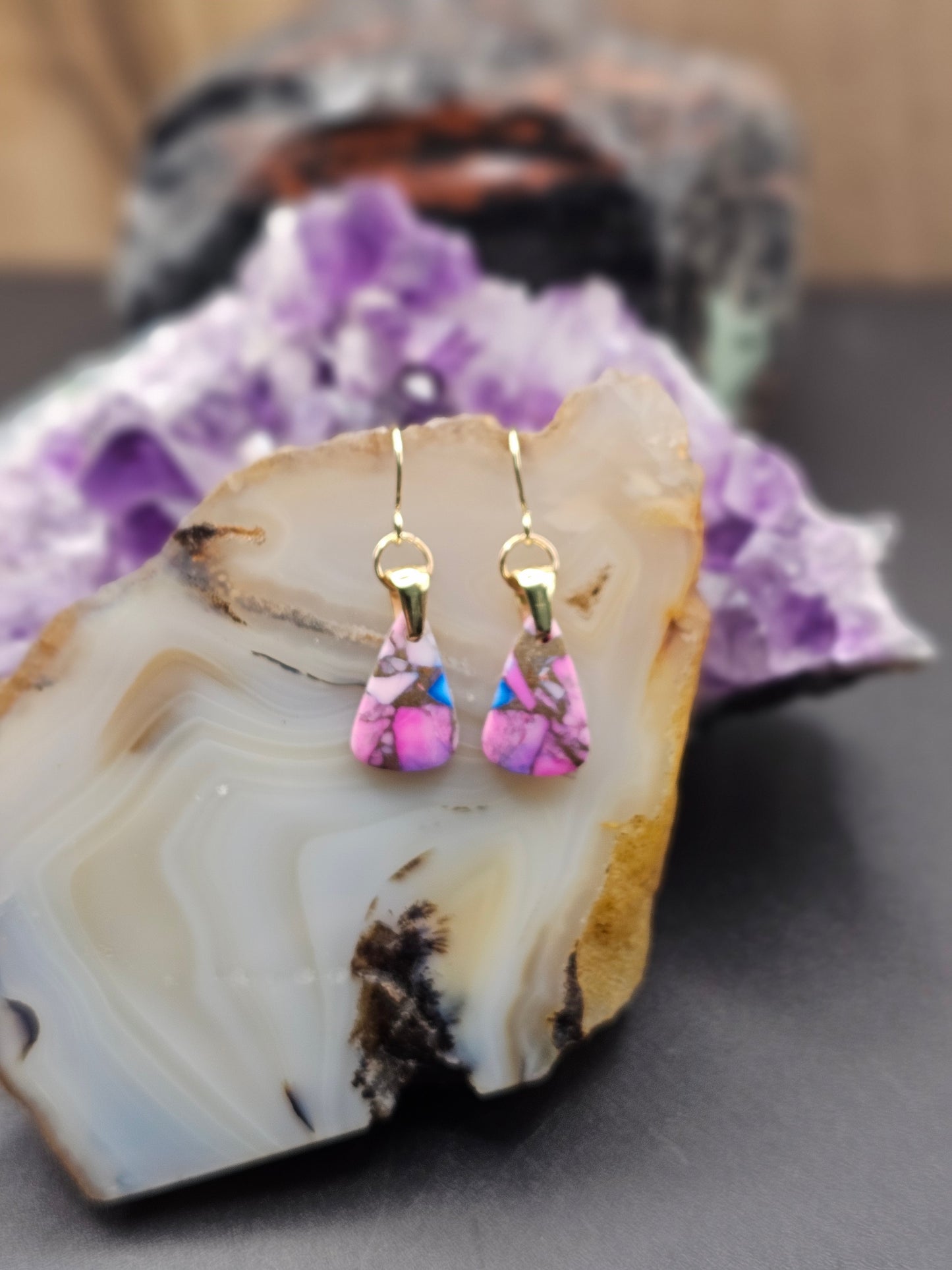 Cotton Candy Dalhia Turquoise Earrings