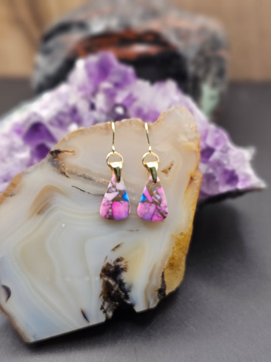 Cotton Candy Dalhia Turquoise Earrings