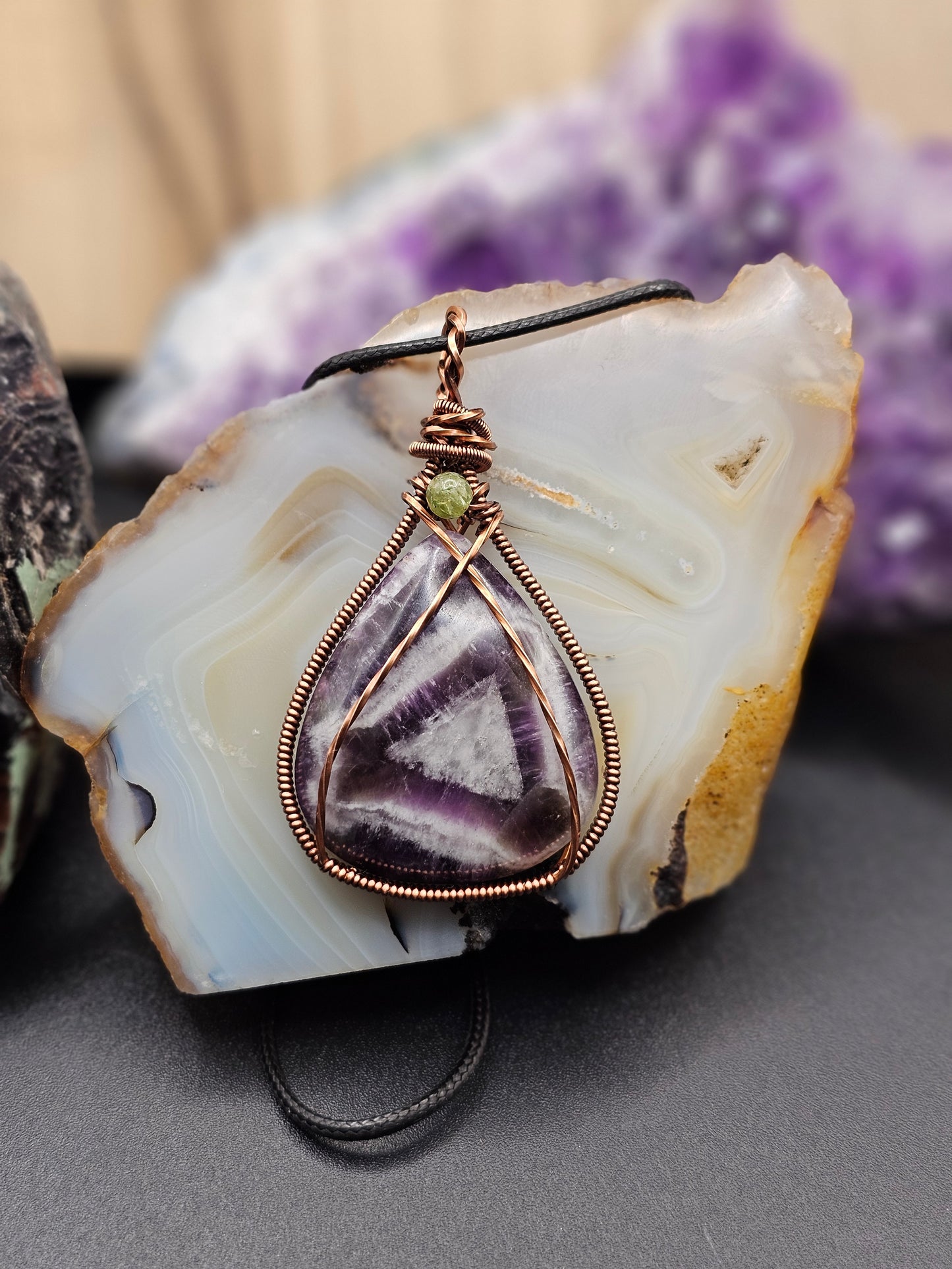 Chevron Amethyst Peridot Bead