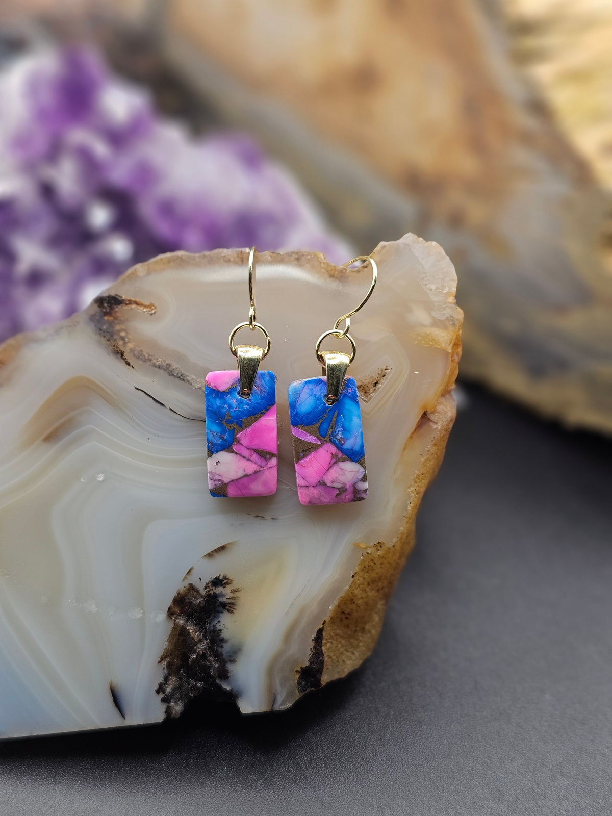 Cotton Candy Dalhia Turquoise Earrings