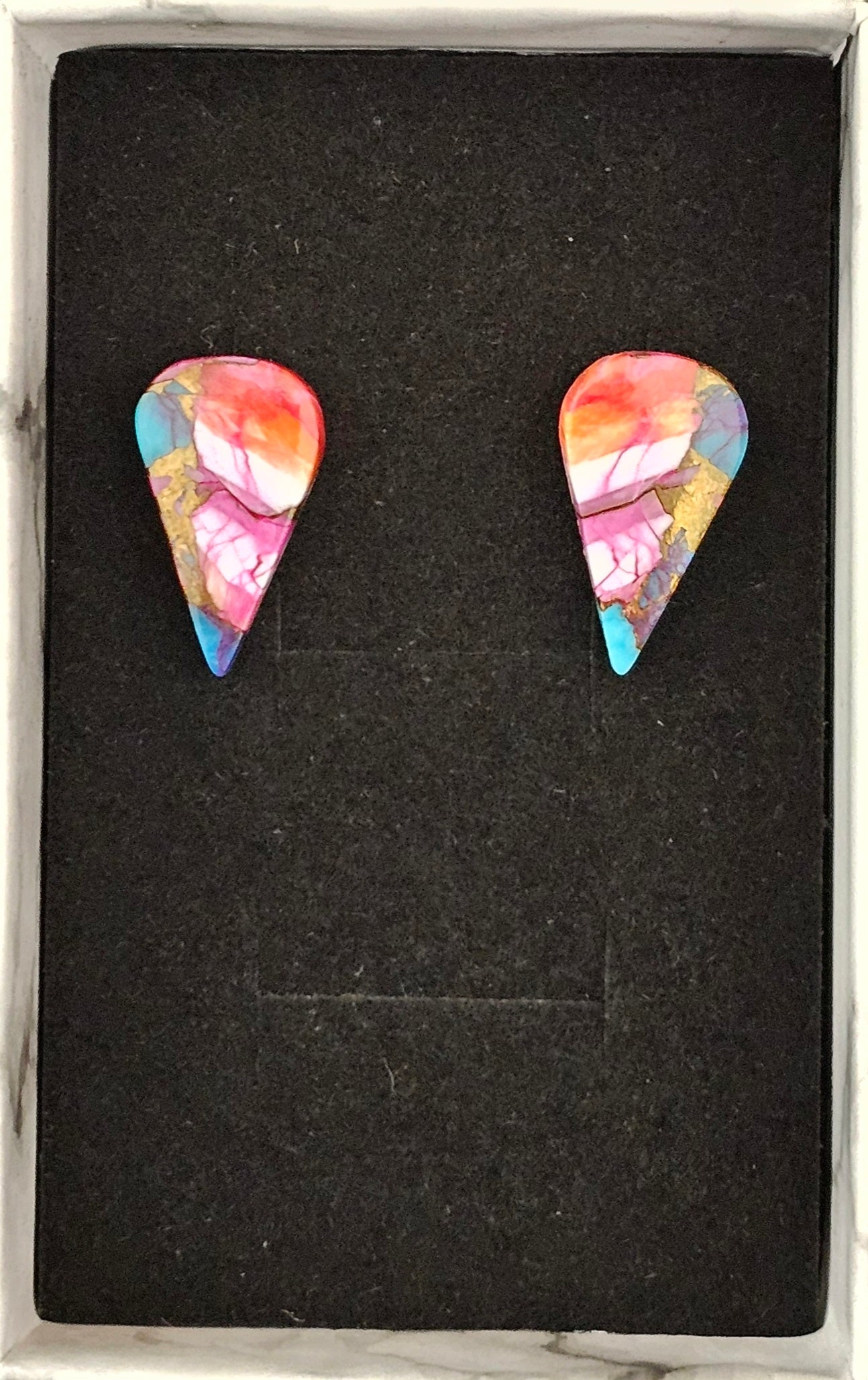 Pink Spiney Oyster Turquoise Earrings