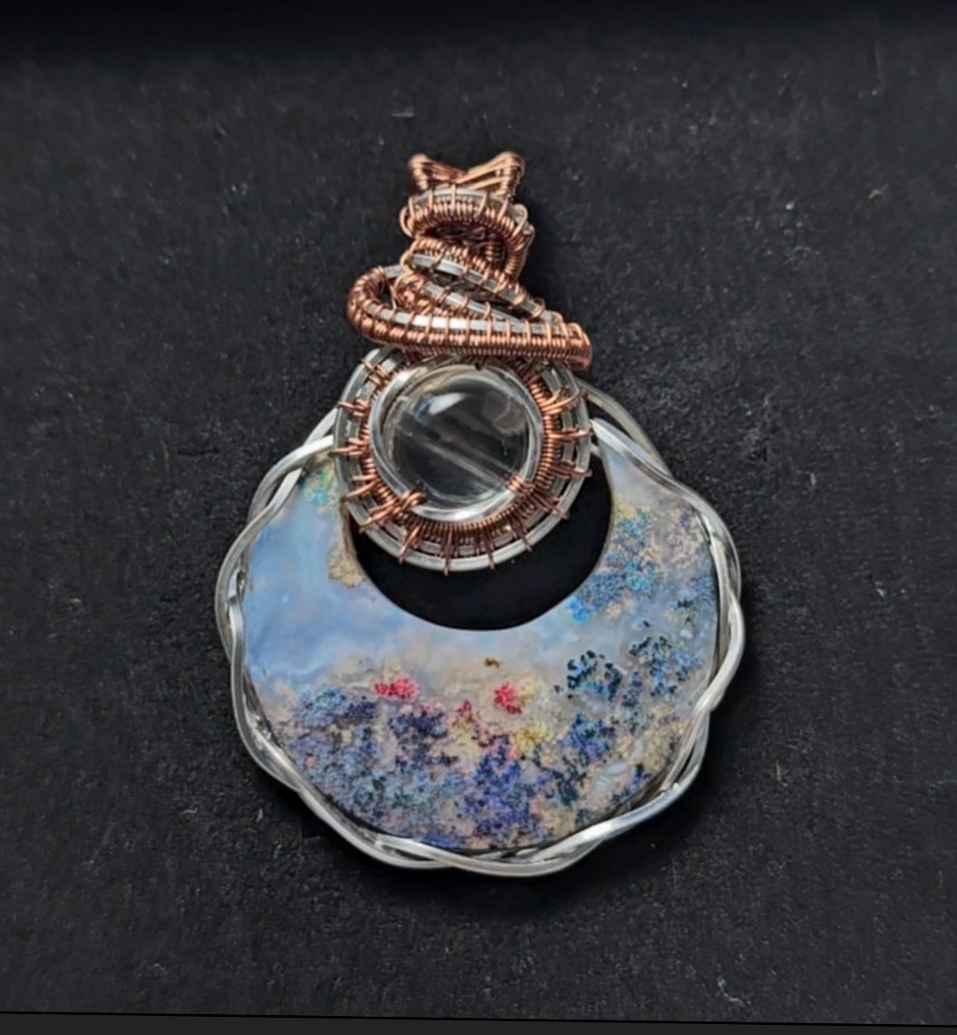 Plume Agate with Malawi Moonstone